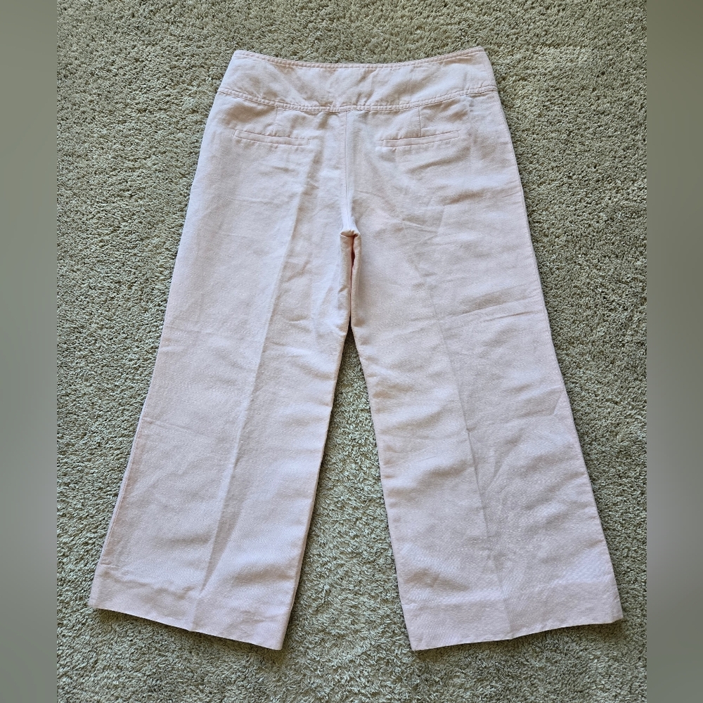 Cartonnier Anthropologie Wide Leg Pants Womens 14 Linen Blend Powder Pink - Picture 5 of 12